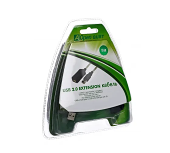 Кабель USB2.0 Am < - > Af удлинительный  5.0м  (активный) Aopen/Qust ACU823-5M