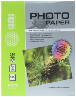 Бумага Cactus [10x15см] матовая, 230гр/м2, 500л