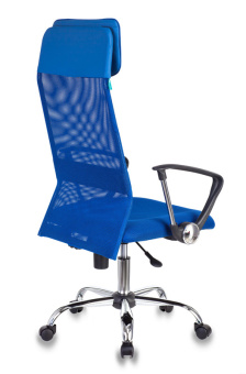 Кресло Бюрократ KB-6N (сетка/ткань, пружинно-винтовой мех. качания, крест. металл хром, до 120 кг) Синий