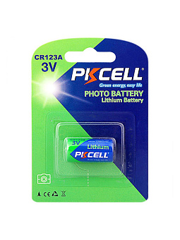 Элемент питания CR123A, 3V, 1шт, PKCELL CR123A-1B Lithium Battery