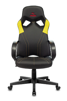 Кресло Zombie RUNNER (эко.кожа, мех. качания, крест. пластик, до 120 кг) Черный/желтый