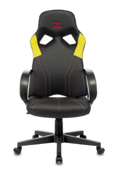 Кресло Zombie RUNNER (эко.кожа, мех. качания, крест. пластик, до 120 кг) Черный/желтый