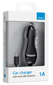 Автомобильное зарядное устройство Deppa Micro (1000mA, кабель microUSB) Black