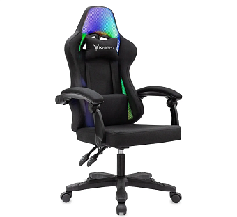Кресло Knight Wolf RGB (ткань, фиксация наклона спинки в любом полож., крестов. пластик, до 120 кг) черный