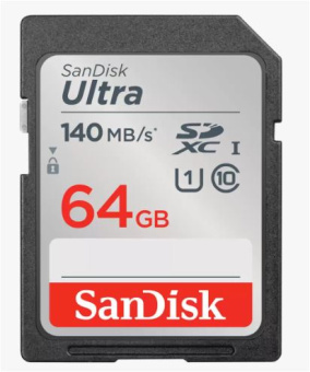 Карта памяти SD 64Gb SanDisk Ultra Class 10 UHS-I 140MB/s