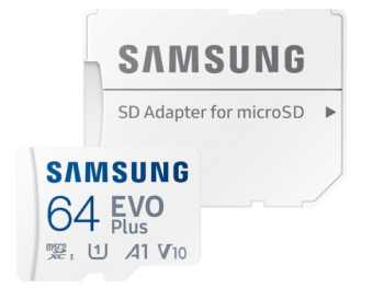 Карта памяти microSD 64Gb Samsung EVO Plus Class 10, UHS-I с SD адаптером