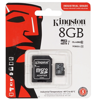 Карта памяти microSD 8Gb Kingston microSDHC Class10 UHS-I Industrial Temperature без адаптером