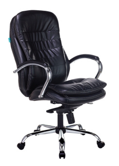 Кресло Бюрократ T-9950/BLACK-PU (эко.кожа. кожа, мех. качания, крест. металл хром) Черный
