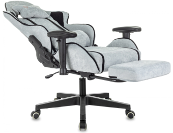 Кресло Zombie DRIFT (ткань, мех. качания, крест. пластик, до 120 кг) Серо-Голубое