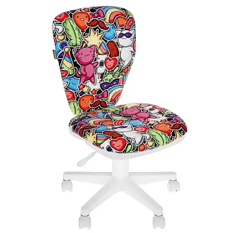 Кресло Бюрократ KD-W10 (ткань, пружинно-винтовой мех. качания, крест. пластик, до 100 кг) Мультиколор