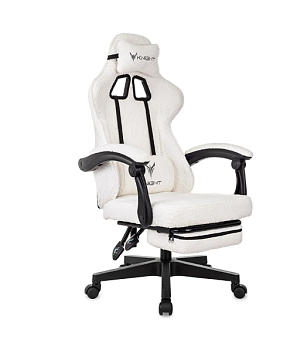 Кресло Knight Lord (эко мех, мех.качания подставка для ног, до 120 кг) Молочный