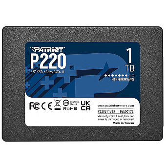 Накопитель SSD SATA 1Tb Patriot P220 (TLC, 550/500 Мбайт/сек, 480 TBW)