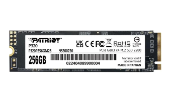 Накопитель SSD M.2 256Gb Patriot P320P256GM28 (PCI-E 3.0 x4, 2200/1700 Мбайт/сек)