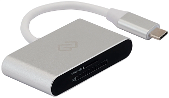 Внешний картридер USB-C Digma CR-С2501-G, серый
