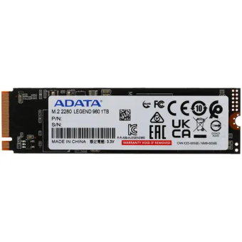 Накопитель SSD M.2 1Tb ADATA Legend 960 (PCI-E 4.0 x4, 7400/6000 Мбайт/сек)