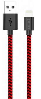 Кабель USB-A < - > Lightning, 2.0м, Pero DC-04 красно-черный