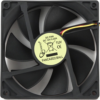 Вентилятор для корпуса 90mm Gembird FANCASE2/BALL (3pin, 90x90x25мм, 26дБ, 2500об/мин, подшипник)