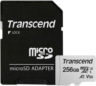 Карта памяти microSD 256Gb Transcend microSDXC CLASS 10 UHS-I U3 V3 + адаптер SD