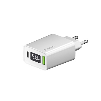 Сетевое зарядное устройство Deppa 27W USB-C USB-A White