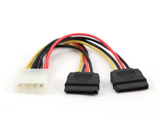 Кабель-удлинитель MOLEX (m) --> 2*SATA (f), Cablexpert 15 см
