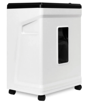 Уничтожитель бумаги Heleos УМ26-4 белый/черный (секр.P-4) фрагменты, 16лист. 26лтр. скрепки скобы пл.карты CD