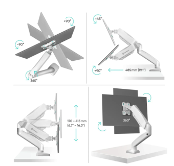 Крепление для монитора Onkron G80W белый 13"-32" макс.8кг настольный поворот и наклон верт.перемещ.