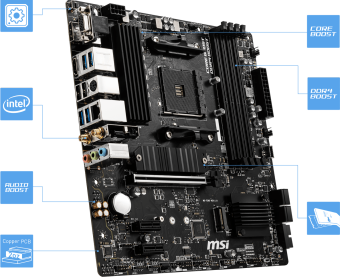 Материнская плата Socket AM4 MSI B550M PRO-VDH (B550) 4*DDR4 2*PCI-Ex1 1*PCI-Ex16 SATA M.2 HDMI DP VGA mATX