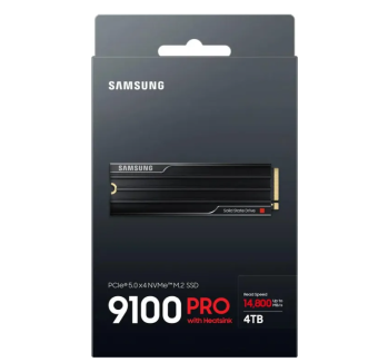 Накопитель SSD M.2 4Tb Samsung 9100 PRO (PCI-E 5.0 x4, 14800/13400 Мбайт/сек, с радиатором)