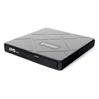 Внешний привод DVDRW Gembird DVD-USB-04 USB 3.0 кардридер и хаб, пластик, черный