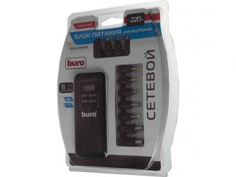 Блок питания для ноутбука Buro BUM-0065A90 (12-20V, 90W, 220V, 1*USB, 11 сменных разъемов)