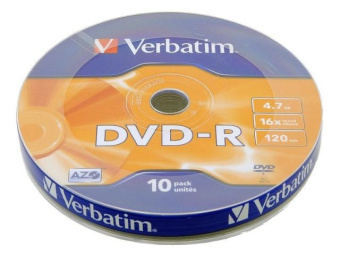 Диск DVD-R 4,7Gb Verbatim 16x Bulk (10шт.)
