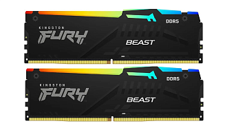 Модуль памяти DDR5 16Gb 5600MHz Kingston FURY Beast Black RGB XMP CL40 (Kit of 2)