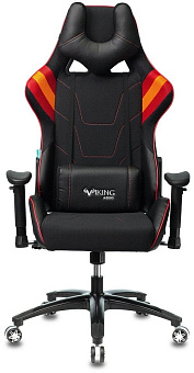 Кресло Zombie VIKING 4 AERO (текстиль/эко.кожа, мех. качания, крест. пластик, до 120 кг) Черно-красный