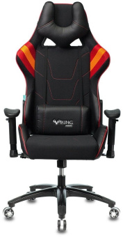 Кресло Zombie VIKING 4 AERO (текстиль/эко.кожа, мех. качания, крест. пластик, до 120 кг) Черно-красный