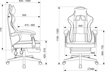 Кресло Knight Custom/F черный/серый крестов. пластик подст.для ног