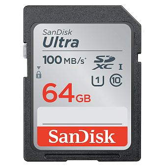 Карта памяти SD 64Gb SanDisk Ultra SDXC Class 10 (100 Мбайт/сек)