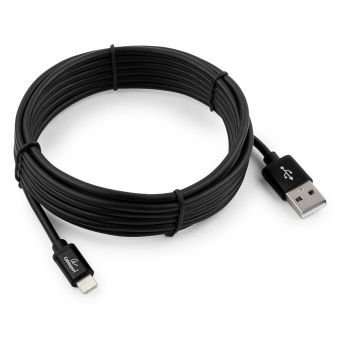 Кабель USB-A < - > Lightning, 3.0м, Cablexpert, серия Silver, блистер, черный