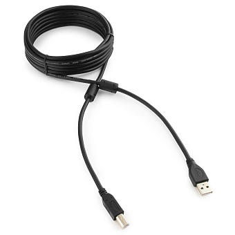 Кабель USB2.0 Am < - > Bm  4.5м, Cablexpert, экран, 2 феррит.кольца, черный