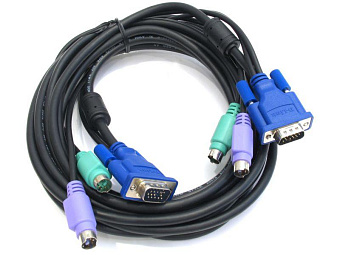 Кабель для переключателей (2xPS/2M+VGA15M-->2xPS/2M+VGA15M) 5.0м  D-Link DKVM-CB5