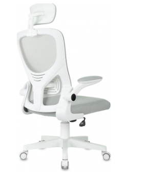 Кресло Бюрократ MC-W101-H (сетка/ткань, мех. качания, крест. пластик, с подголов., до 120 кг) Cветло-серый