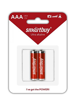Элемент питания AAA, 1.5V,  2шт, Smartbuy LR03 BL2