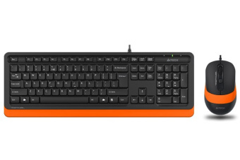 Комплект проводной (клавиатура+мышь) A4Tech Fstyler F1010 черный/оранжевый