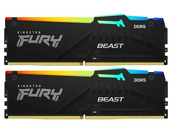 Модуль памяти DDR5 32Gb 5200MHz Kingston Fury Beast Black RGB CL40 (Kit of 2)
