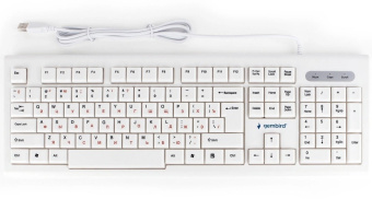 Клавиатура проводная Gembird KB-8354U (красная кириллица, кабель 1.5 м) белый