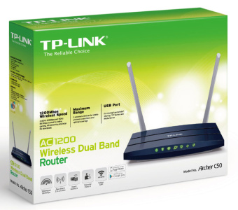 Wi-Fi роутер TP-Link Archer C50  AC1200, 5 ГГц, 100 Мбит/с, белый