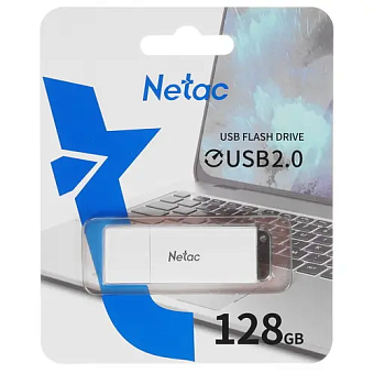 Флешка 128Gb Netac U185 USB2.0 с колпачком пластиковая, белая