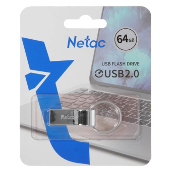 Флешка 64Gb Netac U275 USB2.0 с кольцом, металлическая