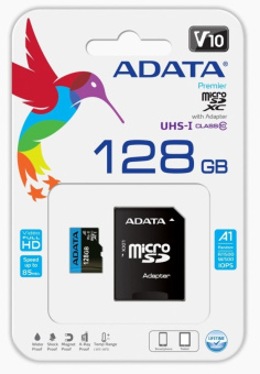 Карта памяти microSD 128Gb ADATA Premier microSDXC Class 10 UHS-I + адаптер SD