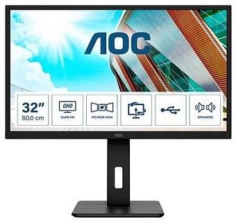 Монитор 32" AOC Q32P2 (IPS 2560x1440 4ms 75Hz DP HDMI) черный