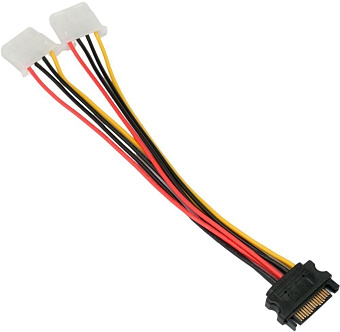Кабель-удлинитель SATA (m) --> 2*Molex (f) 20см, Cablexpert CC-SATA-2MOLEX-20CM